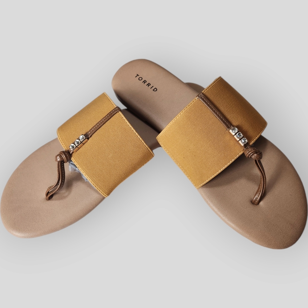 Torrid Elastic T-Strap Jeweled Slide Sandal size 11W